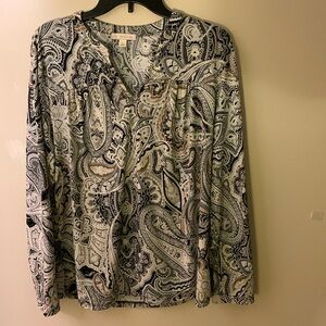 Paisley long sleeve blouse.